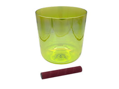 Sela Percussion 7.25” Infinity Crystal Singing Bowl in A3 432 Hz Yellow Green